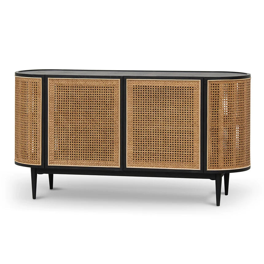 Natural Rattan Door Sideboard 145cms - Black