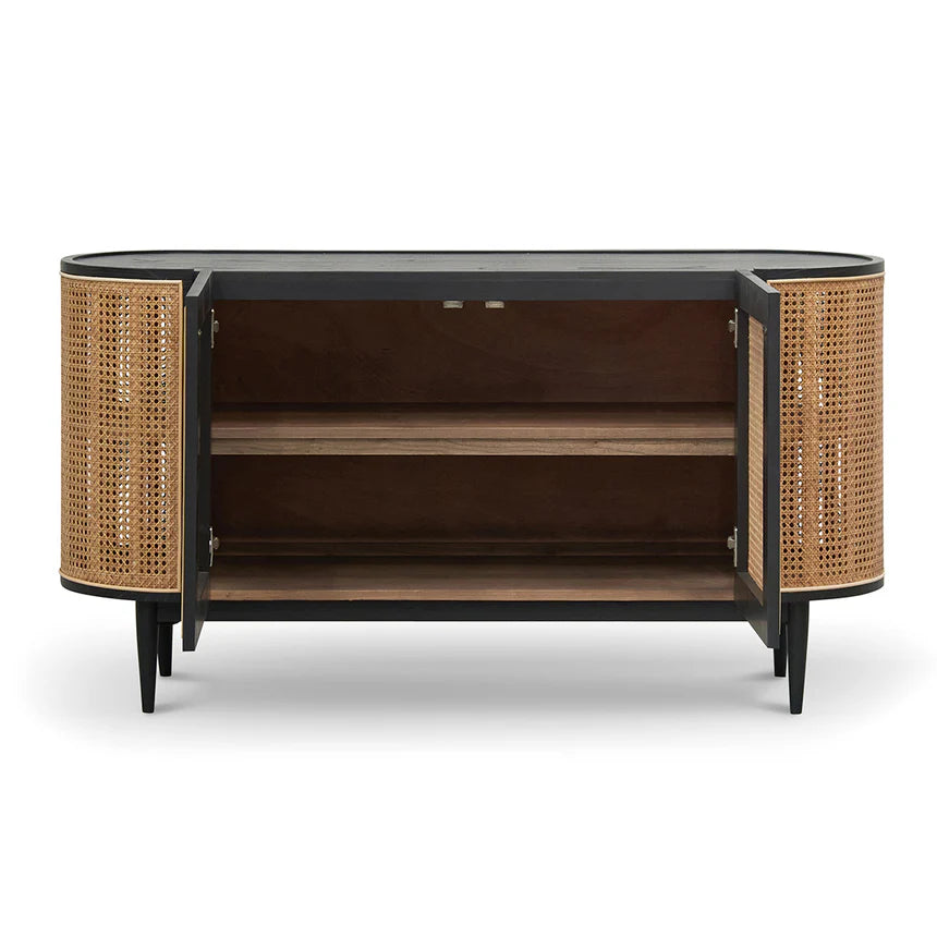 Natural Rattan Door Sideboard 145cms - Black
