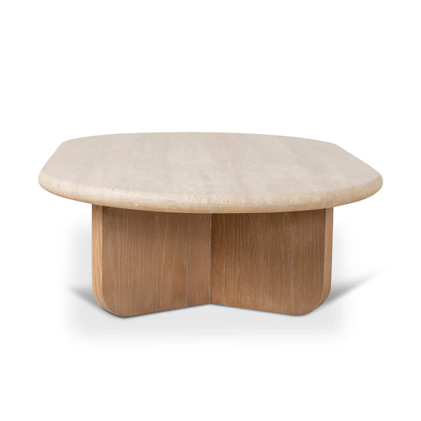 Natural Stone Finish Oval Travertine Coffee Table