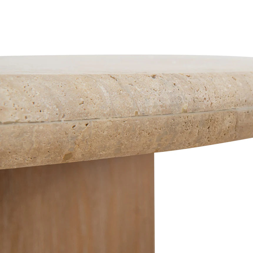Natural Stone Finish Oval Travertine Coffee Table