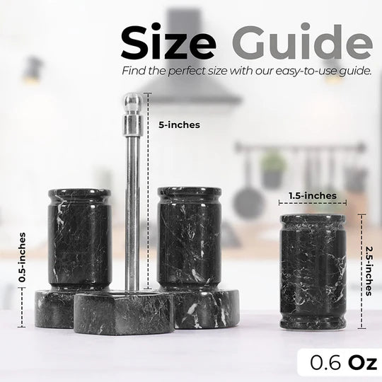 Natural Stone Salt & Pepper Set with Display Tray - Black