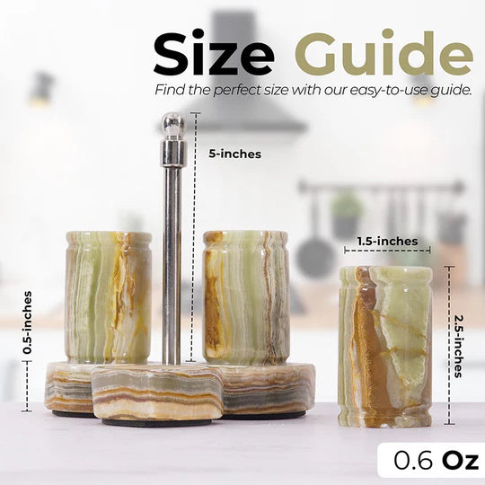 Natural Stone Salt & Pepper Set with Display Tray - Green