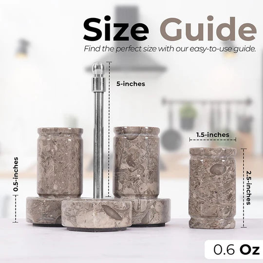 Natural Stone Salt & Pepper Set with Display Tray - Grey