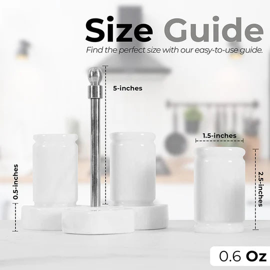 Natural Stone Salt & Pepper Set with Display Tray - White