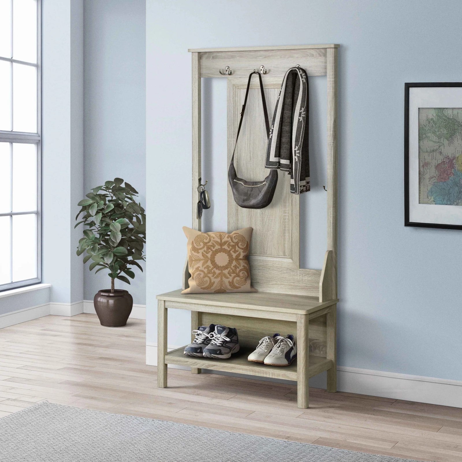 Natural Wood Hutch 5 Coat Hangers(Available in 2 Colors)