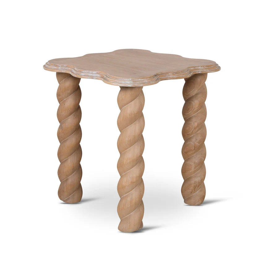 Natural Wooden Spiral Designer Side Table