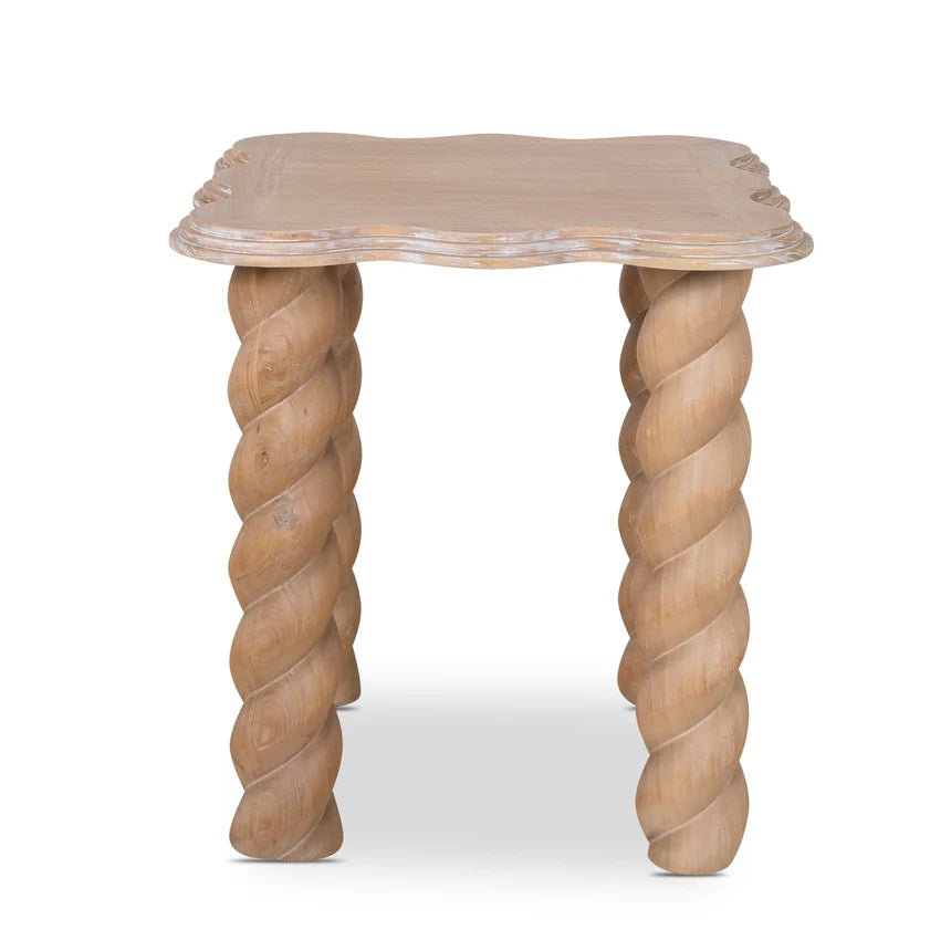Natural Wooden Spiral Designer Side Table