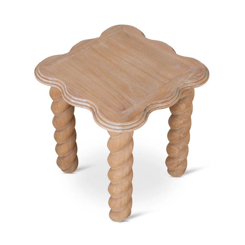 Natural Wooden Spiral Designer Side Table