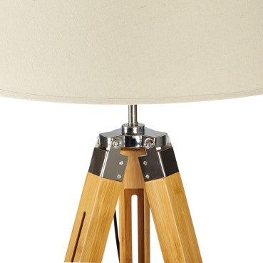 Natural Bamboo Tripod Floor Lamp with Beige Shade - Large
