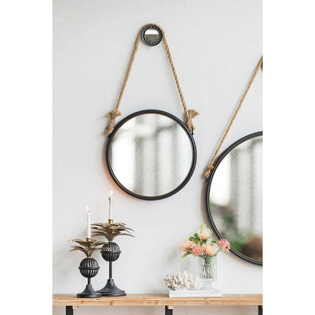 Nautical Rope Accent Round Wall Mirror