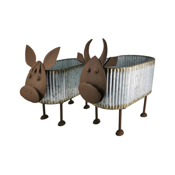 Nested Cow Outdoor Planters Set of 2