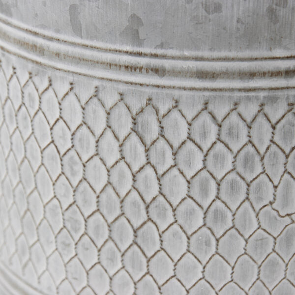 Set Of 2 Nested Galvanised Chicken-Wire Look Planter Pots