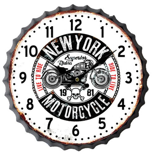 "New York Motorcycle" Bottle Cap Wall Clock