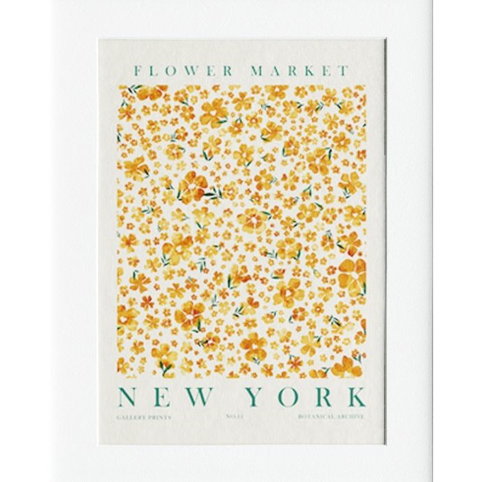 Newyork Flower Market Mounted Print Wall Decor - 40x50cms