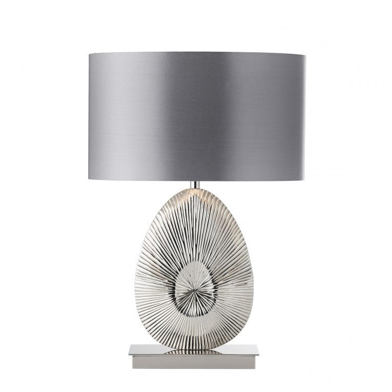 Nickel Elegance with Decorative Lines Table Lamp