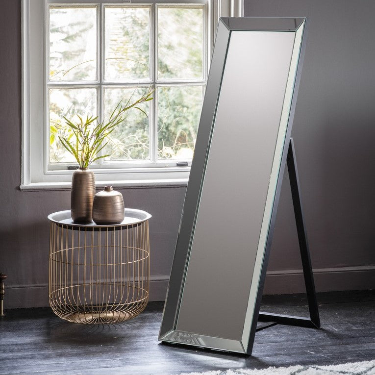 Noir Leaning Mirror With Kickstand Silver 155cms