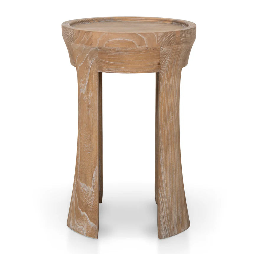 Noirwood Round Accent Side Table - Dark Natural