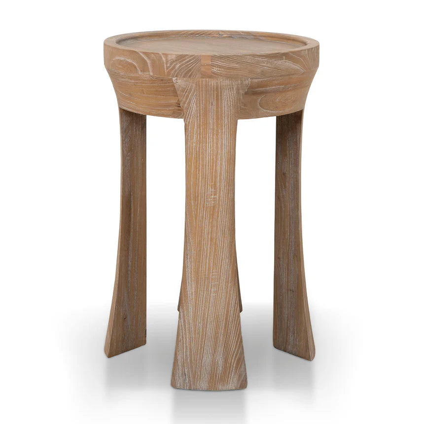 Noirwood Round Accent Side Table - Dark Natural