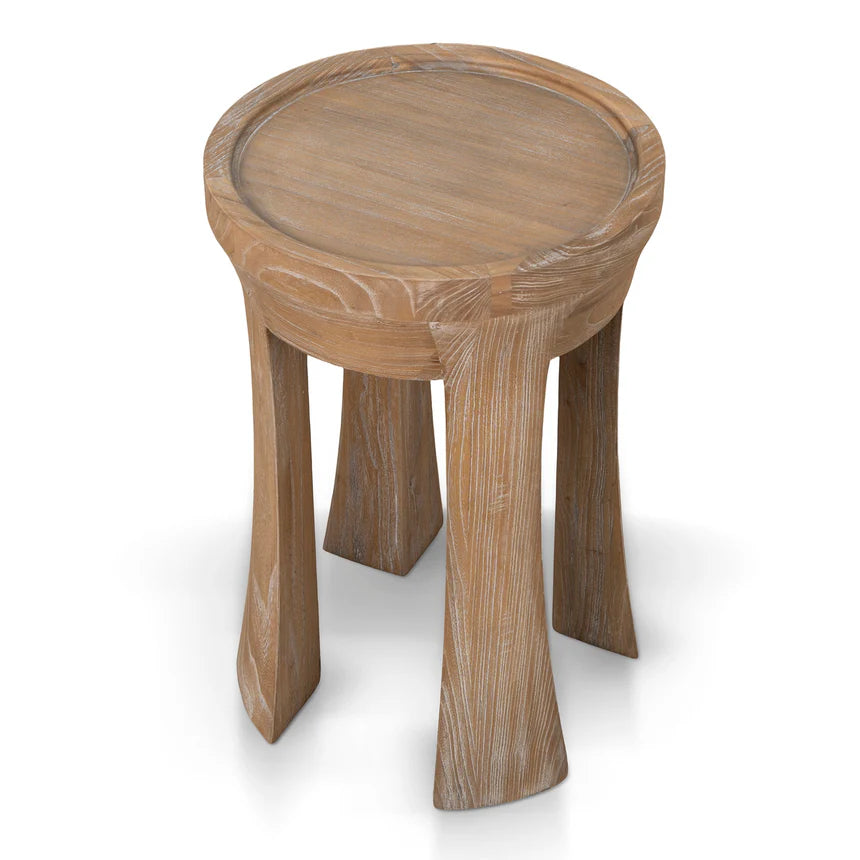 Noirwood Round Accent Side Table - Dark Natural