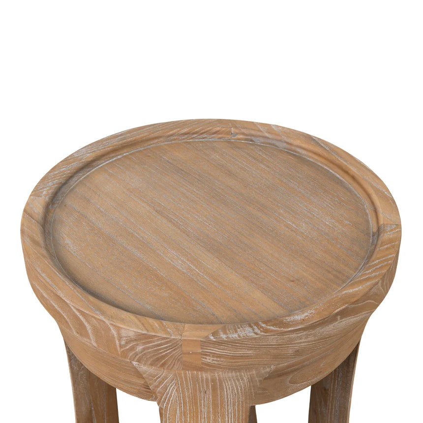 Noirwood Round Accent Side Table - Dark Natural