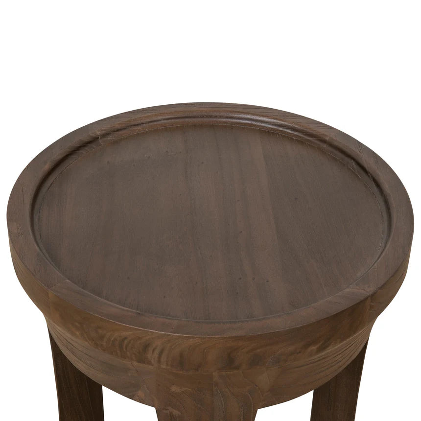 Noirwood Round Accent Side Table - Walnut