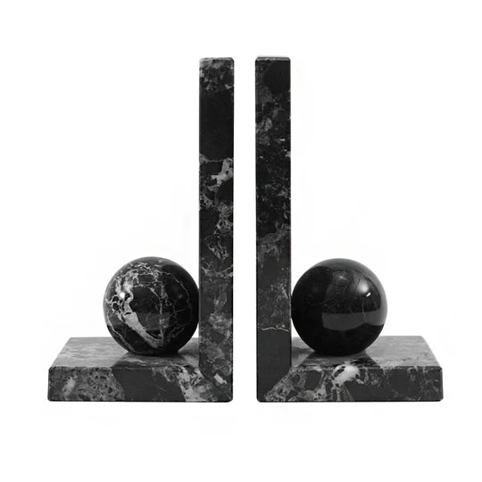 Nordic L-Shape Marble Bookend - Black