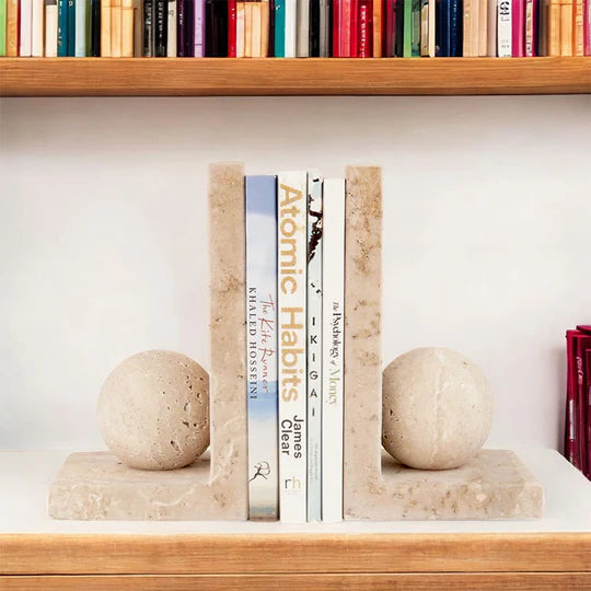 Nordic L-Shape Marble Bookend - Cream