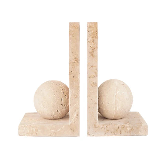 Nordic L-Shape Marble Bookend - Cream