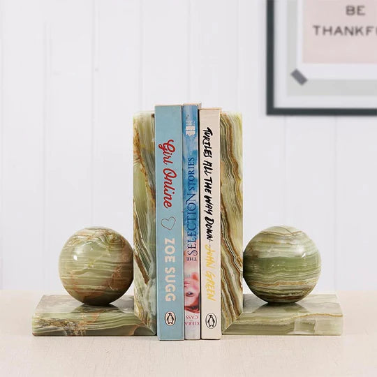 Nordic L-Shape Marble Bookend - Green
