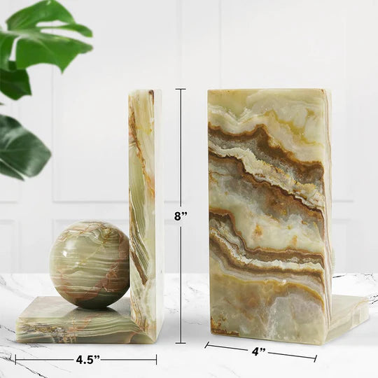 Nordic L-Shape Marble Bookend - Green