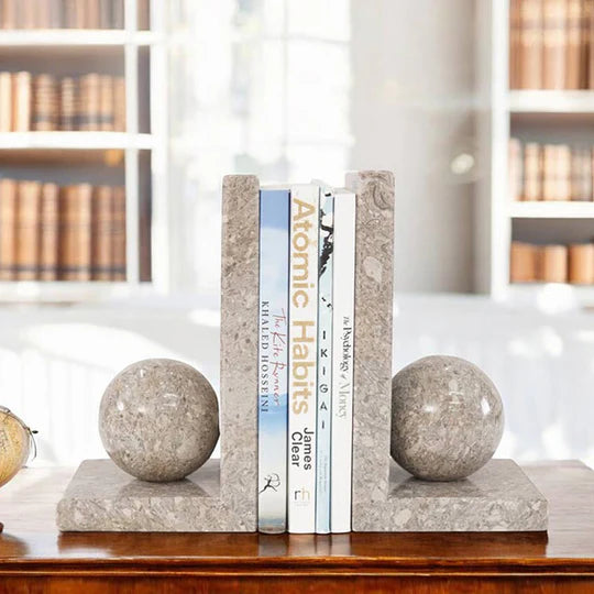 Nordic L-Shape Marble Bookend - Grey
