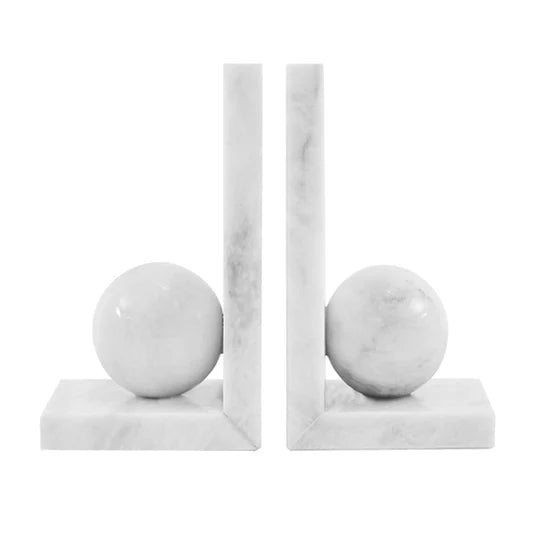 Nordic L-Shape Marble Bookend - White