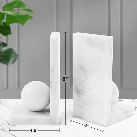 Nordic L-Shape Marble Bookend - White
