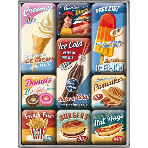Nostalgic-Art 9pc Fridge Magnet Set American Diner