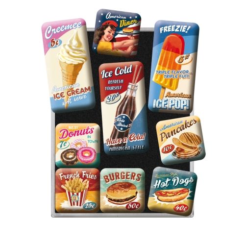 Nostalgic-Art 9pc Fridge Magnet Set American Diner