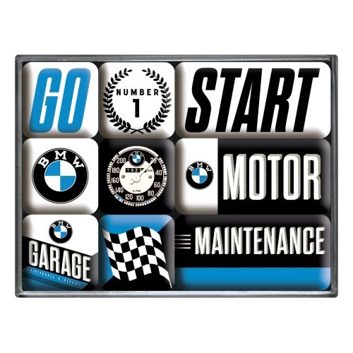 Nostalgic-Art 9pc Fridge Magnet Set BMW - Motor