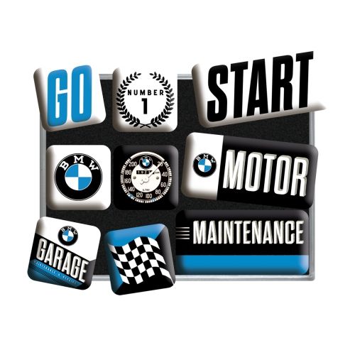 Nostalgic-Art 9pc Fridge Magnet Set BMW - Motor