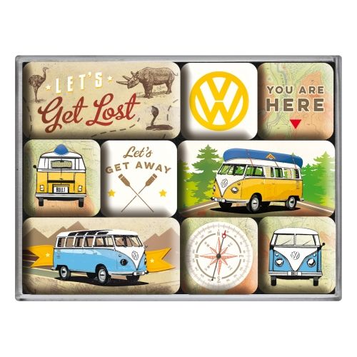 Nostalgic-Art 9pc Fridge Magnet Set Bulli - Let's Get Lost
