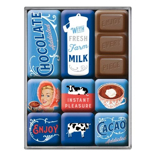 Nostalgic-Art 9pc Fridge Magnet Set Chocolate Addicted