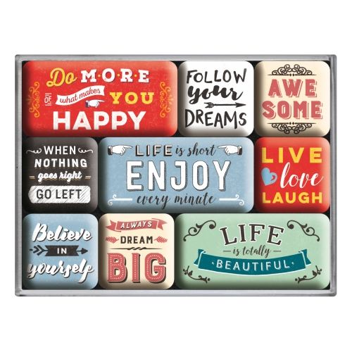 Nostalgic-Art 9pc Fridge Magnet Set Enjoy Life