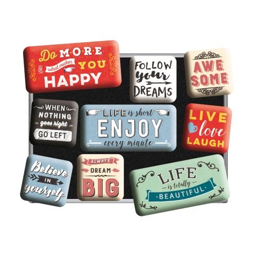 Nostalgic-Art 9pc Fridge Magnet Set Enjoy Life