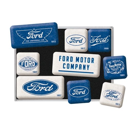 Nostalgic-Art 9pc Fridge Magnet Set Ford Logo Evolution