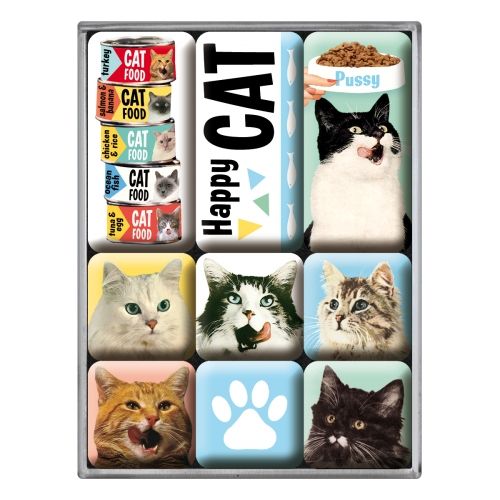 Nostalgic-Art 9pc Fridge Magnet Set Happy Cats