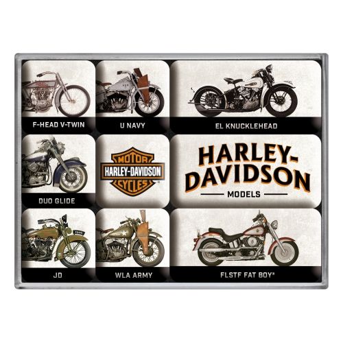 Nostalgic-Art 9pc Fridge Magnet Set Harley Model Chart