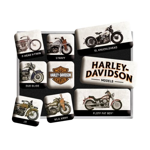 Nostalgic-Art 9pc Fridge Magnet Set Harley Model Chart