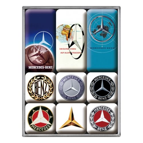 Nostalgic-Art 9pc Fridge Magnet Set Mercedes-Benz Logo Evolution
