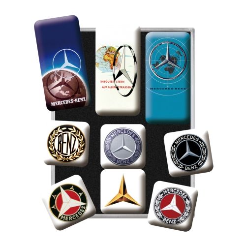 Nostalgic-Art 9pc Fridge Magnet Set Mercedes-Benz Logo Evolution