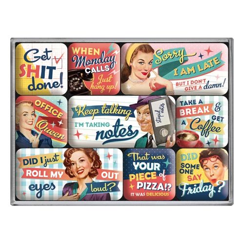 Nostalgic-Art 9pc Fridge Magnet Set Office Fun