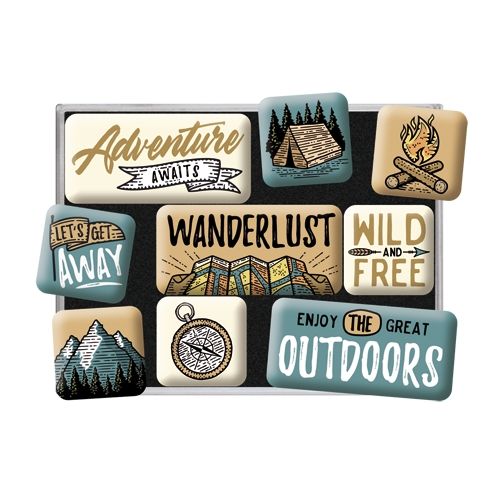 Nostalgic-Art 9pc Fridge Magnet Set Outdoor Adventure Awaits