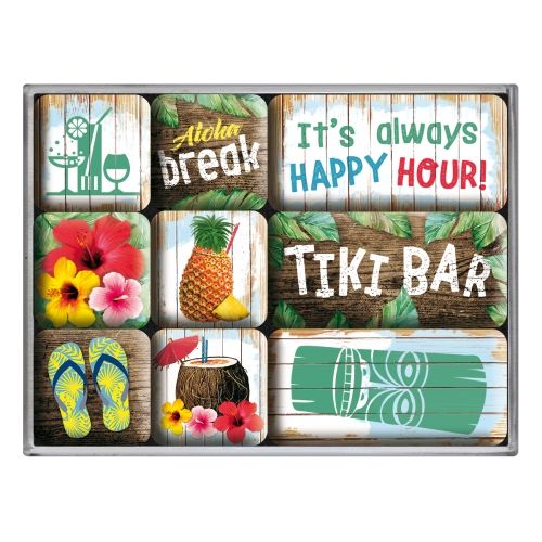 Nostalgic-Art 9pc Fridge Magnet Set Tiki Bar